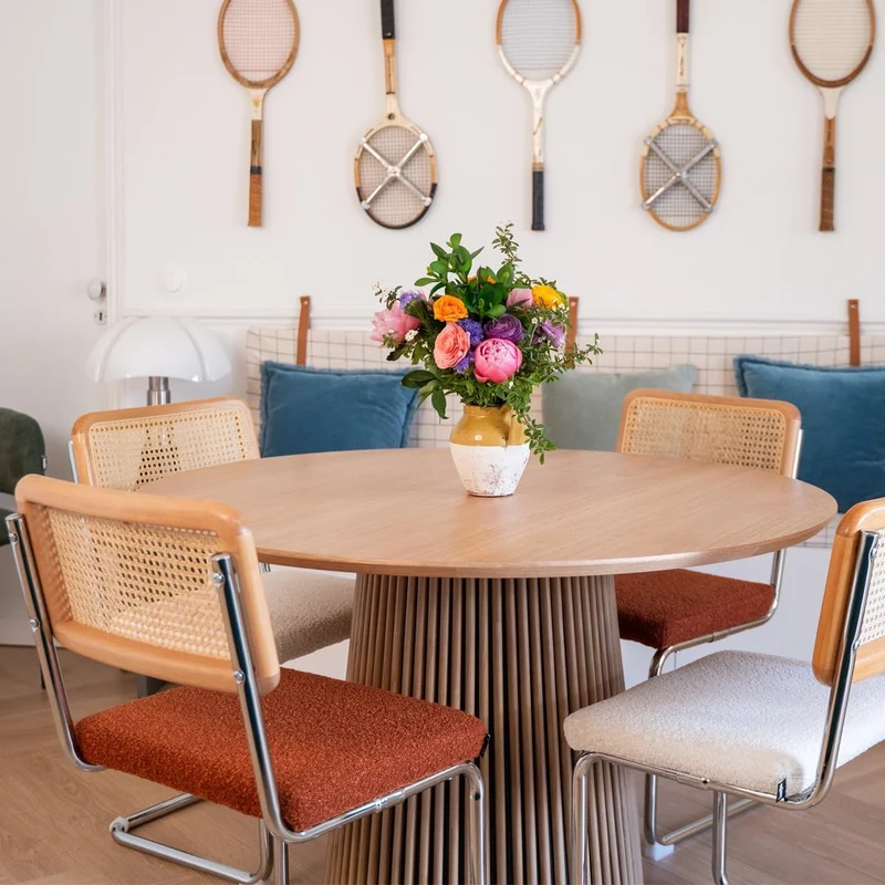 HOMIFAB Table à Manger Ronde en Bois 4 Personnes - diamètre 120 cm - Ada