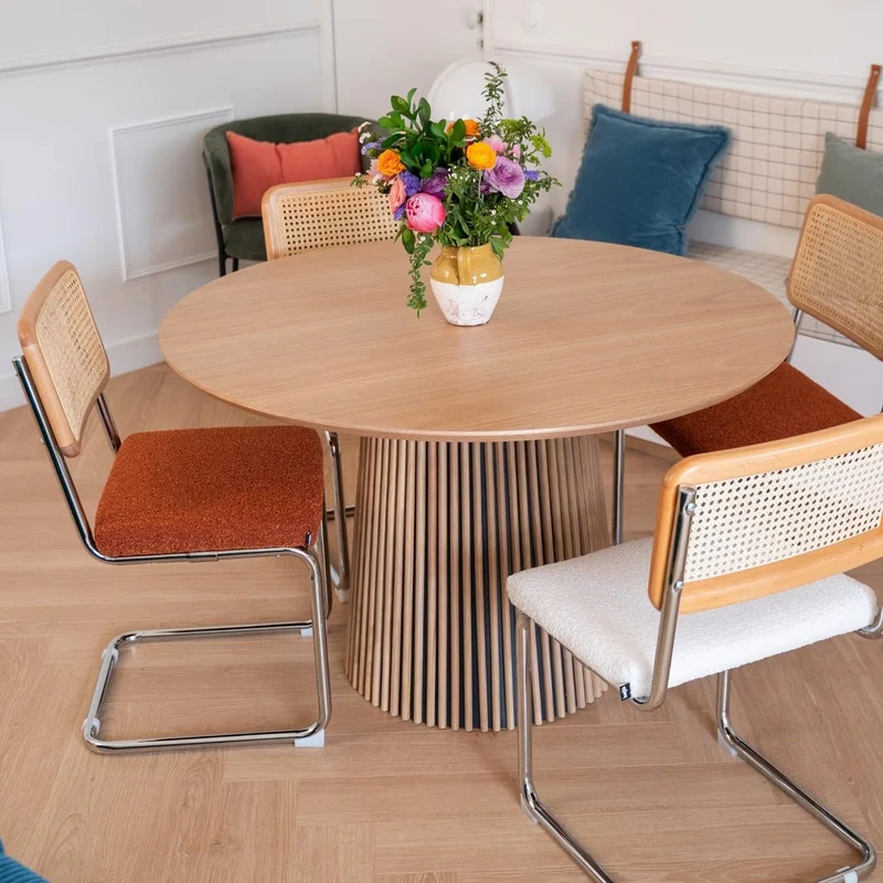 HOMIFAB Table à Manger Ronde en Bois 4 Personnes - diamètre 120 cm - Ada