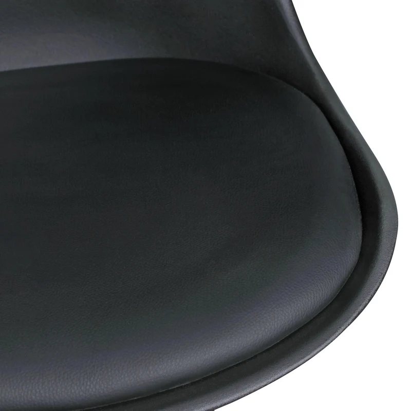 FineBuy Chaise de Salle à Manger Noir Lot de 2 Plastique/Similicuir Design Rétro | Chaise Cuisine avec Dossier et Jambes Noires | Chaise rembourrée Capacité de Charge maximale 110 kg