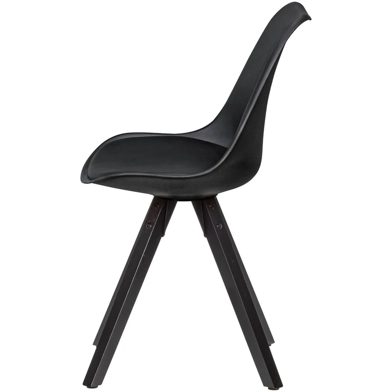 FineBuy Chaise de Salle à Manger Noir Lot de 2 Plastique/Similicuir Design Rétro | Chaise Cuisine avec Dossier et Jambes Noires | Chaise rembourrée Capacité de Charge maximale 110 kg
