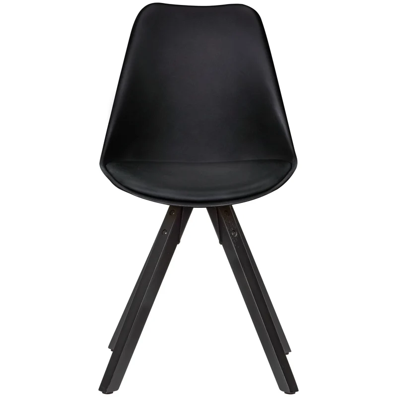 FineBuy Chaise de Salle à Manger Noir Lot de 2 Plastique/Similicuir Design Rétro | Chaise Cuisine avec Dossier et Jambes Noires | Chaise rembourrée Capacité de Charge maximale 110 kg