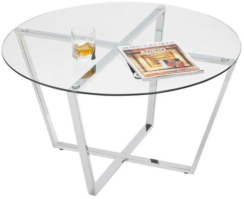 Mango Steam Verre Metro Table Basse/Table de Bout (Table Basse, Verre Clair et Base d'argent)