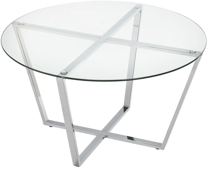 Mango Steam Verre Metro Table Basse/Table de Bout (Table Basse, Verre Clair et Base d'argent)
