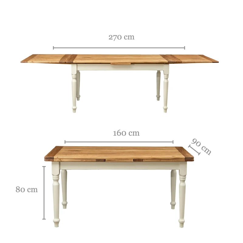 Biscottini Table à Manger Extensible 160x80x90 cm Made in Italy - Table Salle à Manger Extensible en Bois Massif - Table Bois Salle a Manger
