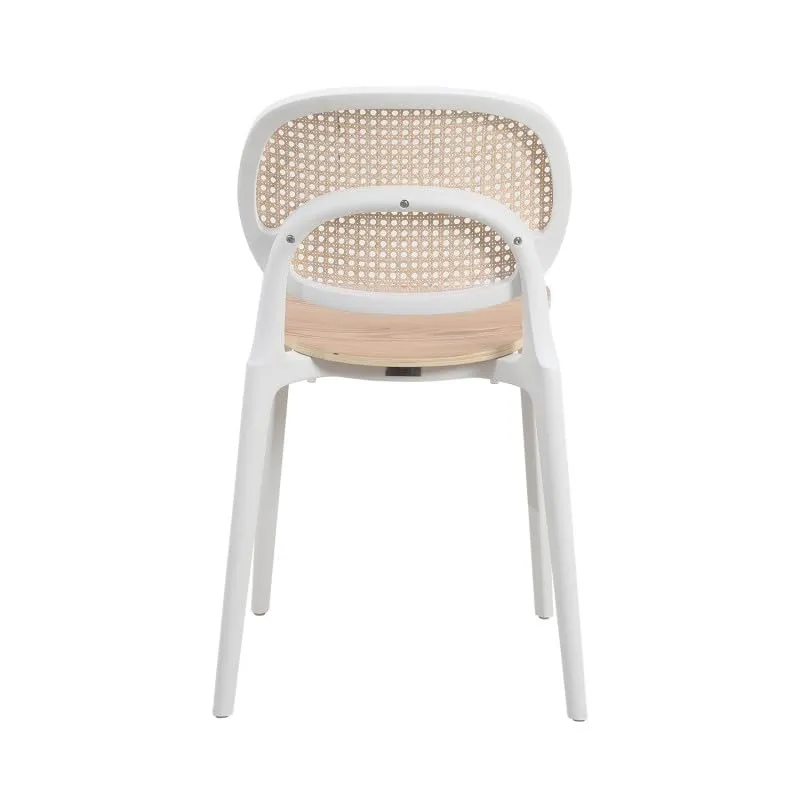 Kosmi Chaise Blanche, Assise Bois et cannage Naturel