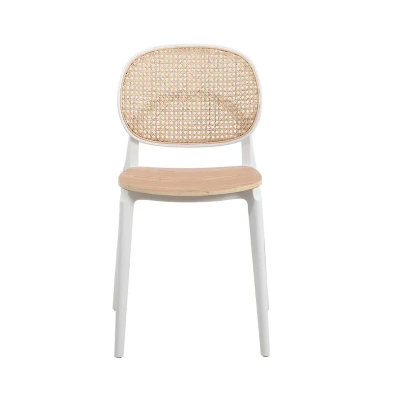Kosmi Chaise Blanche, Assise Bois et cannage Naturel
