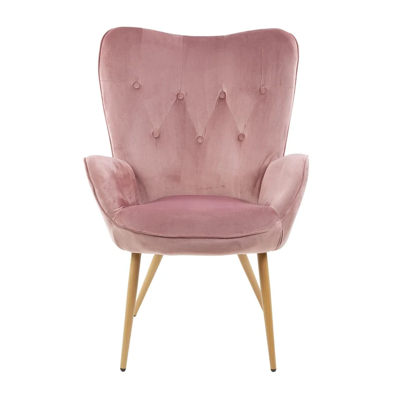 Albatros Fauteuil avec Tabouret York, Rose, Housse en Velours, confortablement rembourré, Fauteuil TV, Fauteuil rembourré