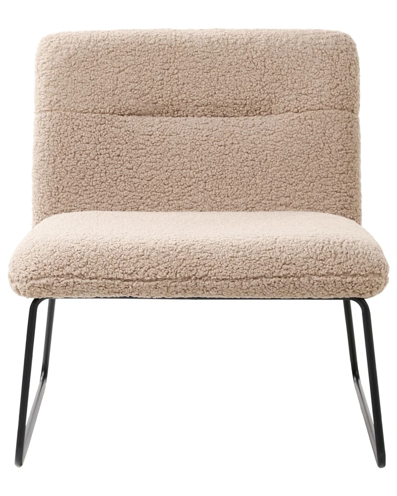 Fauteuil Vintage Classique en Bouclé Structure en Métal Siège Large Beige Cotulla