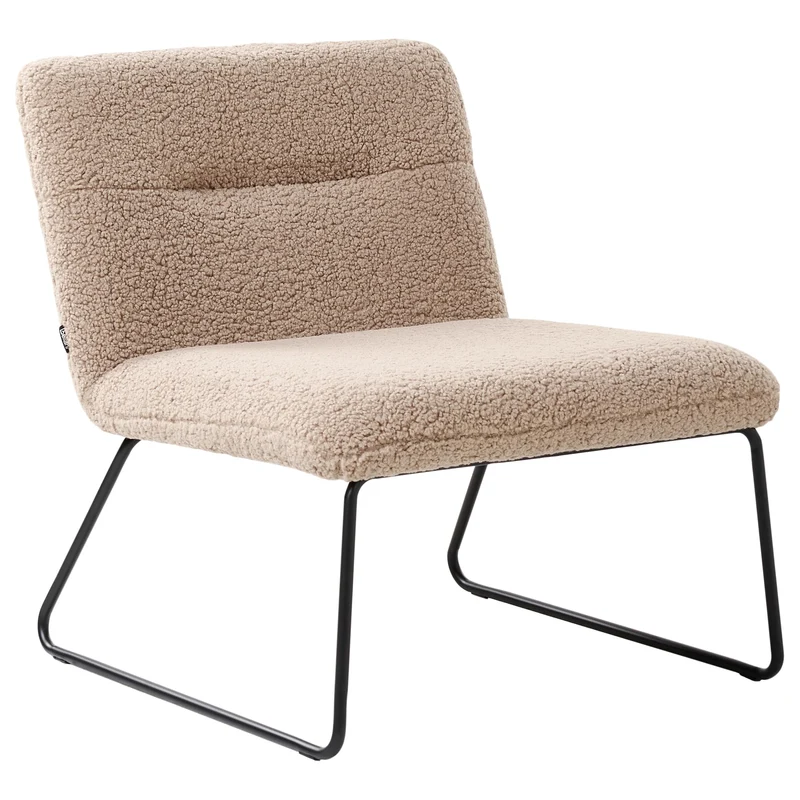 Fauteuil Vintage Classique en Bouclé Structure en Métal Siège Large Beige Cotulla
