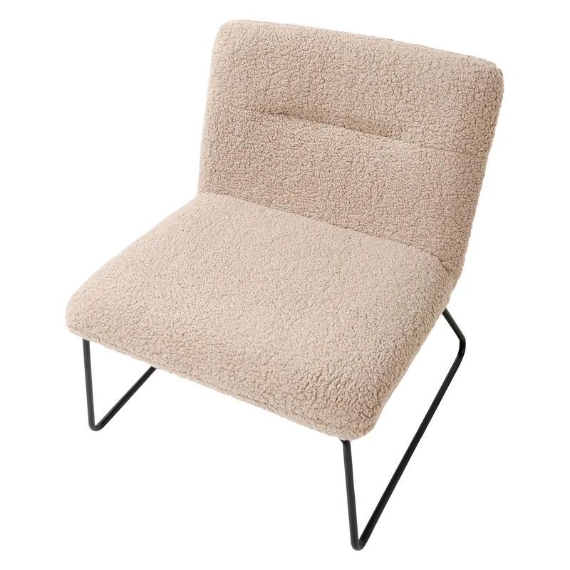 Fauteuil Vintage Classique en Bouclé Structure en Métal Siège Large Beige Cotulla