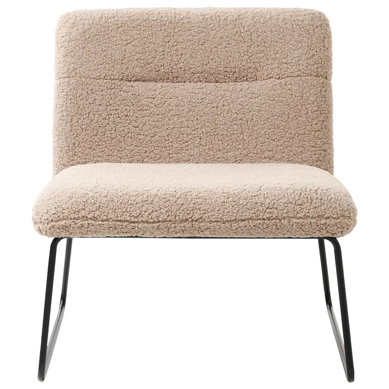 Fauteuil Vintage Classique en Bouclé Structure en Métal Siège Large Beige Cotulla
