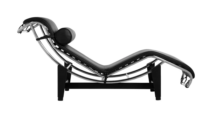 Mod Interiors Le Corbusier Style LC4 Chaiselongue, Leder, Schwarz