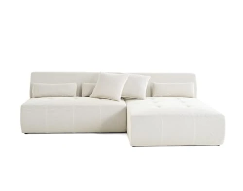 Lisa Design - Onyx - canapé modulable d'angle réversible 4 Places - en Tissu Mailles 3D, Beige