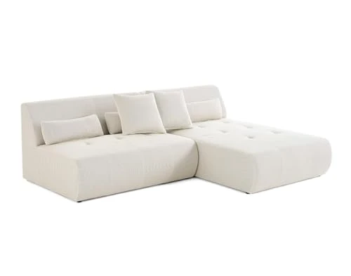 Lisa Design - Onyx - canapé modulable d'angle réversible 4 Places - en Tissu Mailles 3D, Beige