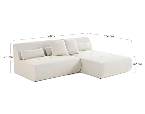 Lisa Design - Onyx - canapé modulable d'angle réversible 4 Places - en Tissu Mailles 3D, Beige