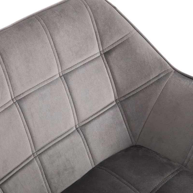 HOMCOM Fauteuil Salon Chaise Coiffeuse Fauteuil scandinave avec Dossier Haut et accoudoir rembourré - Fauteuil Chambre avec Pied en Bois, revêtement en Effet Velours, 67 x 61,5 x 71 cm, Gris