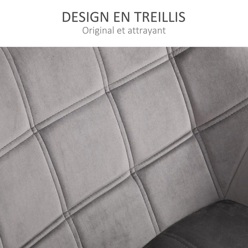 HOMCOM Fauteuil Salon Chaise Coiffeuse Fauteuil scandinave avec Dossier Haut et accoudoir rembourré - Fauteuil Chambre avec Pied en Bois, revêtement en Effet Velours, 67 x 61,5 x 71 cm, Gris