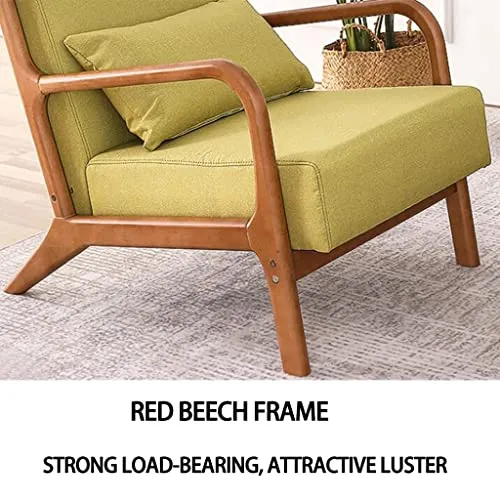 OLSKFUH Chaise De Loisirs pour Chambre À Coucher, Fauteuil en Cuir, Chaise D'Appoint Rétro du Milieu du Siècle Rembourrée avec Cadre en Bois, Chaise De Lecture Confortable,Blue-Size
