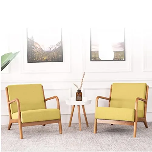 OLSKFUH Chaise De Loisirs pour Chambre À Coucher, Fauteuil en Cuir, Chaise D'Appoint Rétro du Milieu du Siècle Rembourrée avec Cadre en Bois, Chaise De Lecture Confortable,Blue-Size