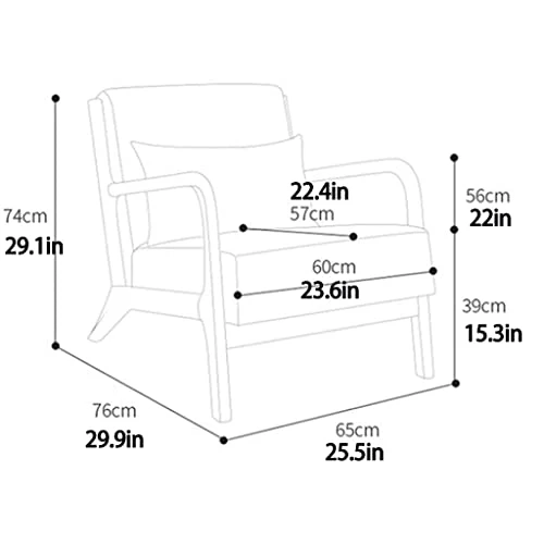 OLSKFUH Chaise De Loisirs pour Chambre À Coucher, Fauteuil en Cuir, Chaise D'Appoint Rétro du Milieu du Siècle Rembourrée avec Cadre en Bois, Chaise De Lecture Confortable,Blue-Size