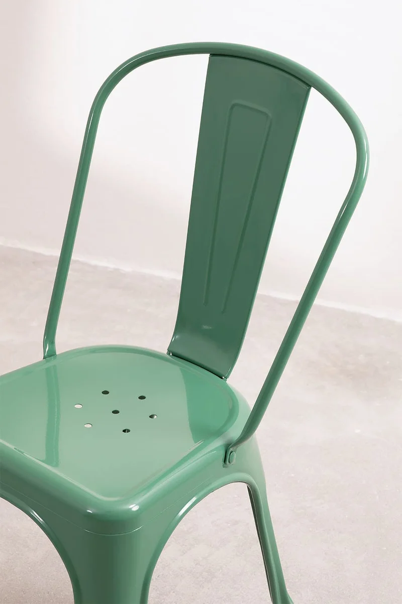 SKLUM Lot de 4 Chaises Empilables LIX Vert Choux Salle à Manger Cuisine Style Industriel Finition Gloss