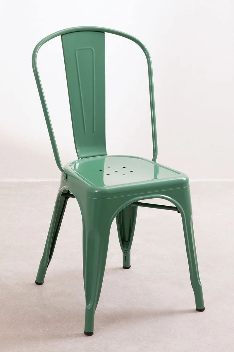 SKLUM Lot de 4 Chaises Empilables LIX Vert Choux Salle à Manger Cuisine Style Industriel Finition Gloss