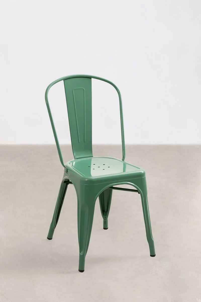 SKLUM Lot de 4 Chaises Empilables LIX Vert Choux Salle à Manger Cuisine Style Industriel Finition Gloss