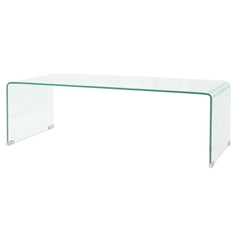 vidaXL Table Basse Table de Salon 98x45x30 cm Verre Trempé Transparent Maison