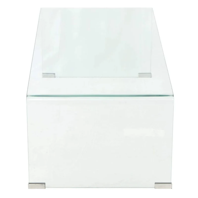 vidaXL Table Basse Table de Salon 98x45x30 cm Verre Trempé Transparent Maison