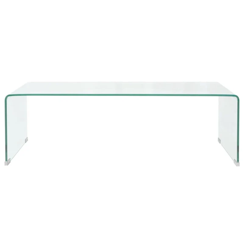 vidaXL Table Basse Table de Salon 98x45x30 cm Verre Trempé Transparent Maison