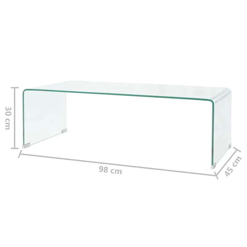 vidaXL Table Basse Table de Salon 98x45x30 cm Verre Trempé Transparent Maison