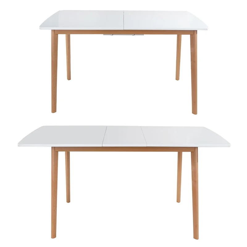 Happy Garden Table Extensible Helga 120 / 160cm Blanche. Table de Salle à Manger rectangulaire de Style scandinave pour 4 à 6 Personnes.