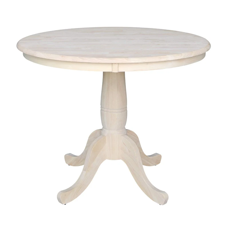 International Concepts IC Table de Salle à Manger Ronde en Bois véritable Massif, Bois de parawood Robuste, 91,4 cm, Brut