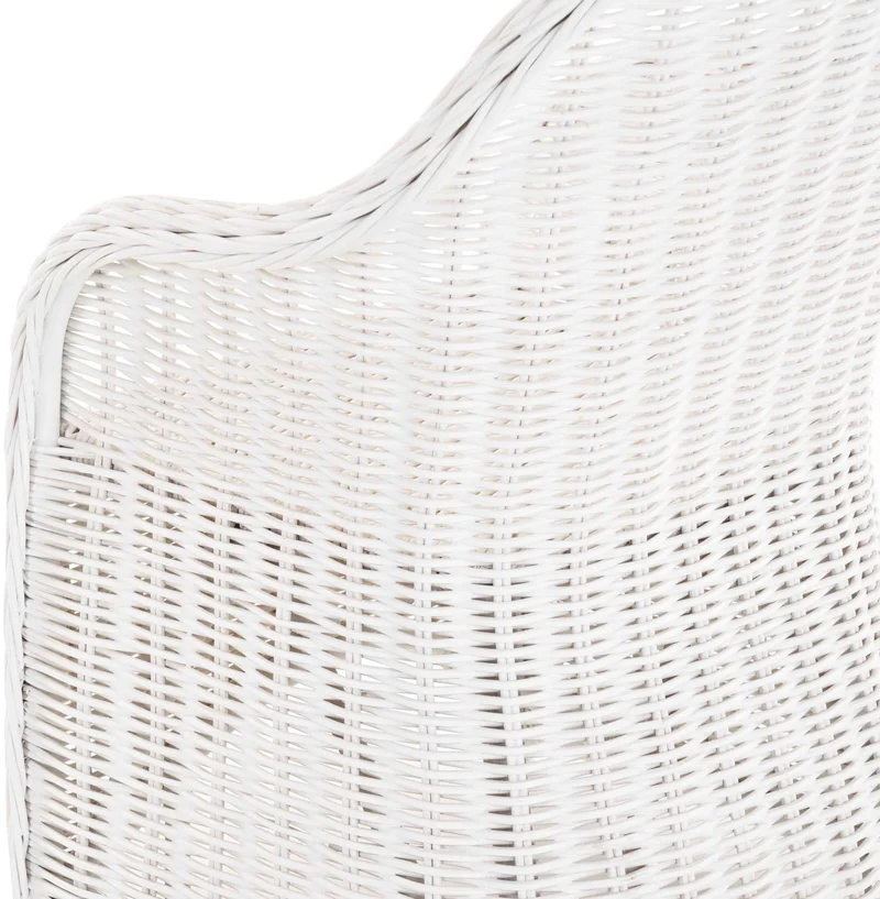 Fauteuil de salle à manger en rotin avec accoudoirs, blanc
