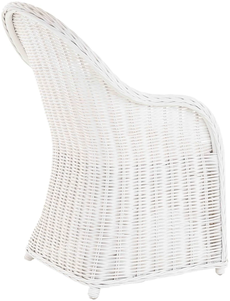 Fauteuil de salle à manger en rotin avec accoudoirs, blanc