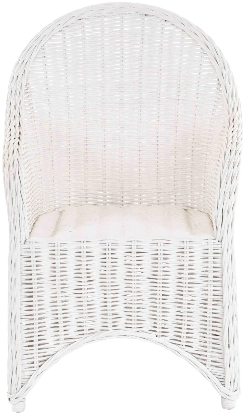 Fauteuil de salle à manger en rotin avec accoudoirs, blanc