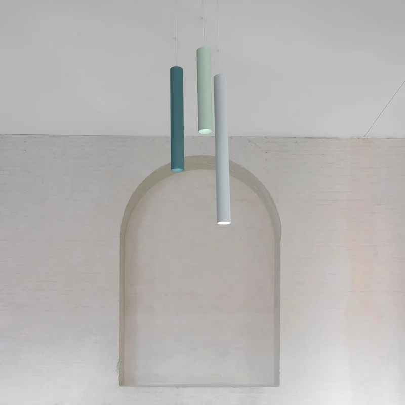 L+ Lustre de Cuisine Moderne, Spot de Plafond LED, Métal, Forme Cylindre, GU10, Plafond, H60cm, Diamètre 6cm (Gris, H60 cm)