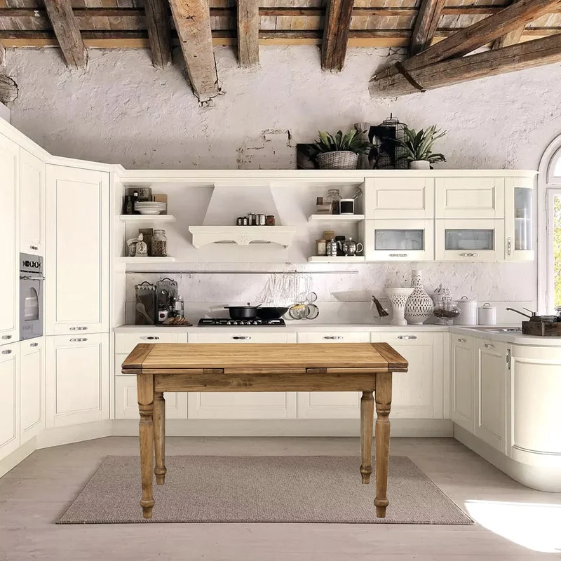 Biscottini Table à Manger Extensible 140x80x80 cm Made in Italy - Table Salle à Manger Extensible en Bois Massif - Table Bois Salle a Manger