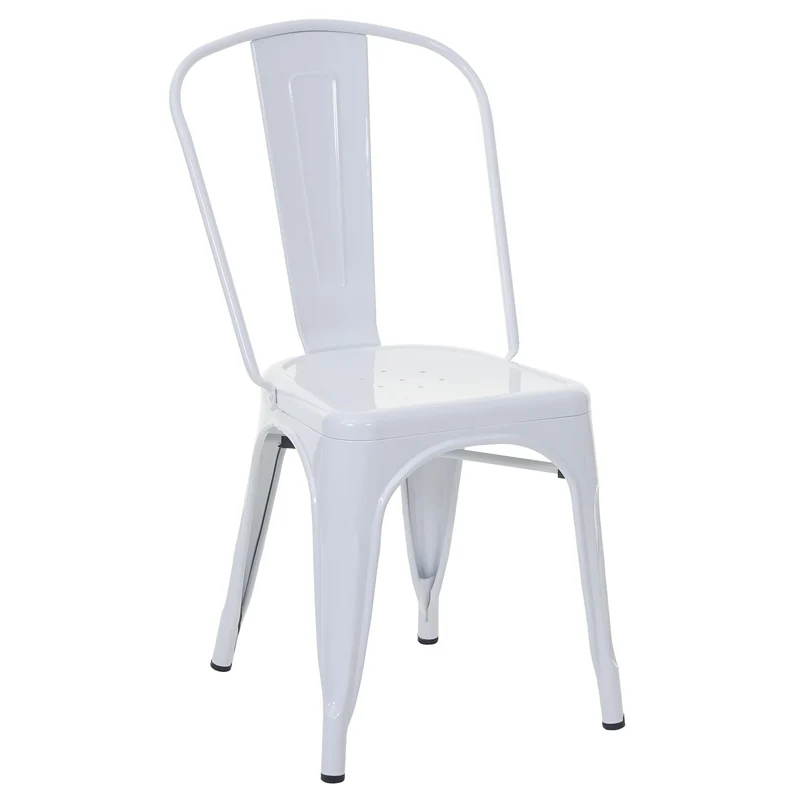 Décoshop26 Chaise de Salle à Manger Style Industriel Factory métal Blanc 04_0002026