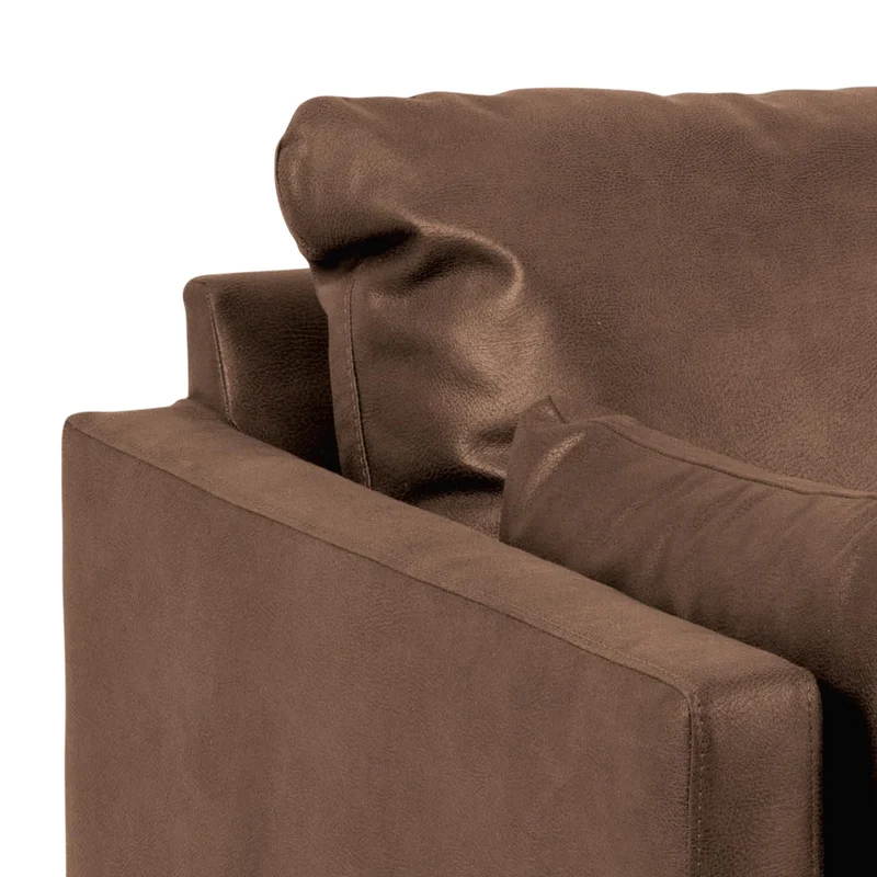 AC Design Furniture Sune Canapé rembourré Effet Cuir 3 Places avec 2 Coussins et Pieds en métal Noir, 200 x 83 x 82 cm (l x H x P)