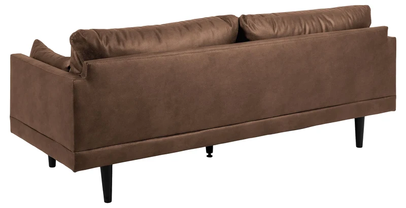 AC Design Furniture Sune Canapé rembourré Effet Cuir 3 Places avec 2 Coussins et Pieds en métal Noir, 200 x 83 x 82 cm (l x H x P)