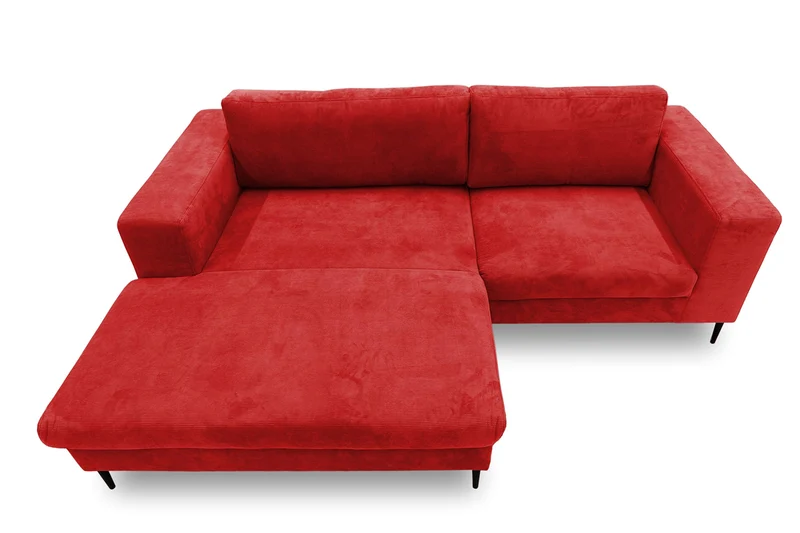 DOMO. collection Modica Canapé d'angle Moderne en Forme de L sans Sol - 244 x 173 x 83 cm (l x p x h) - Rouge