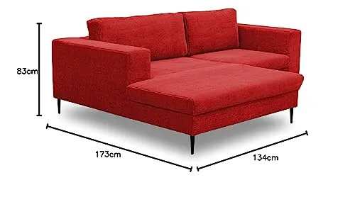 DOMO. collection Modica Canapé d'angle Moderne en Forme de L sans Sol - 244 x 173 x 83 cm (l x p x h) - Rouge
