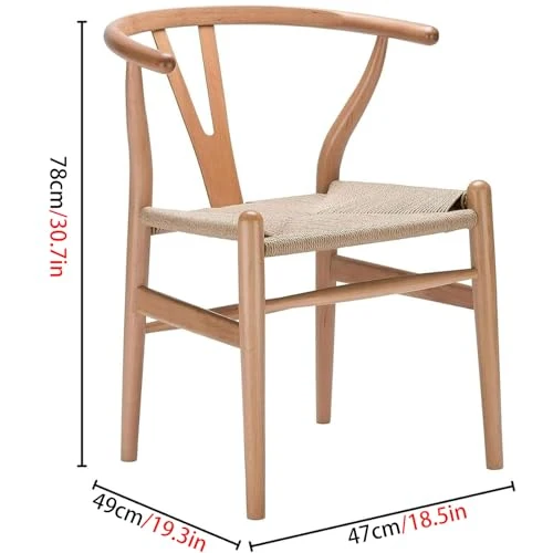 YAXANSIH Chaise De Salle À Manger,Chaise De Salle À Manger en Bois Naturel,Chaises De Cuisine Tissées avec,Coussin De Siège en Rotin,Chaises Vintage pour Salle À Manger, Cuisine, Salon, Maison