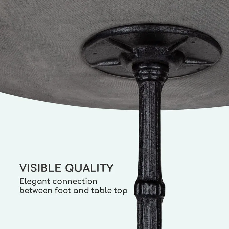 blumfeldt Patras - Table de bistrot avec Bord décoratif, Table Haute avec Pied en Fonte, Table de Bar pour l'intérieur et l'extérieur, imperméable, résistante au Gel, Ø 60cm, Hauteur 71 cm, Noir