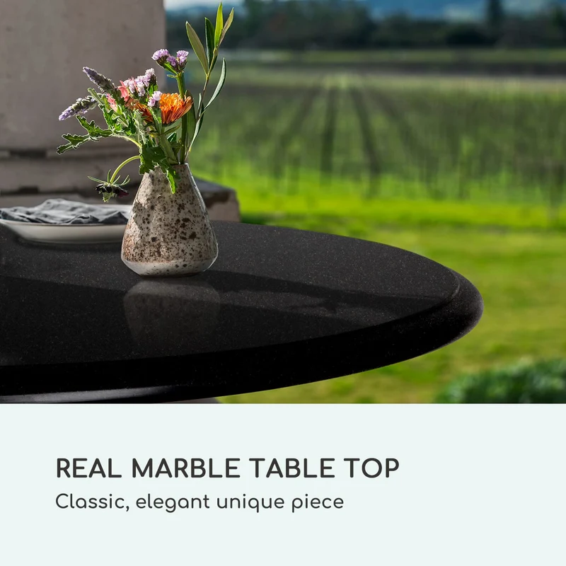 blumfeldt Patras - Table de bistrot avec Bord décoratif, Table Haute avec Pied en Fonte, Table de Bar pour l'intérieur et l'extérieur, imperméable, résistante au Gel, Ø 60cm, Hauteur 71 cm, Noir