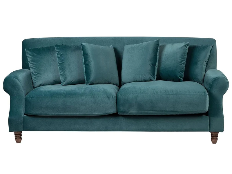 Canapé Fixe 2 Places en Velours Bleu Foncé avec Pieds en Bois et Rembourrage Moelleux pour Salon Design Glamour Beliani