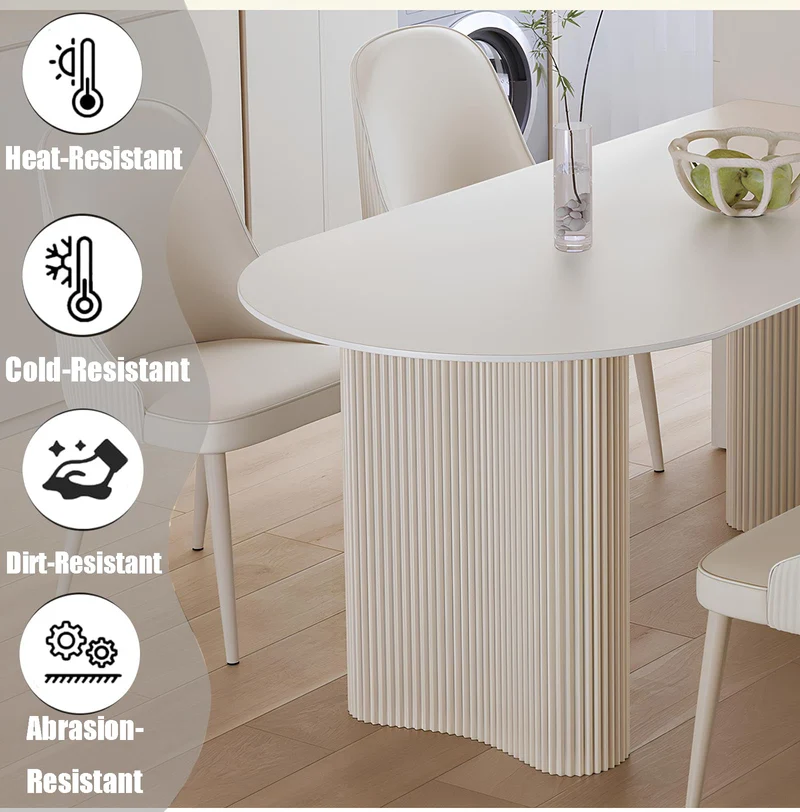 YYZIWYUN Table de Salle à Manger Blanche Ovale 140 cm - Grande Table Rectangulaire Moderne pour 2, 4, 6 Personnes