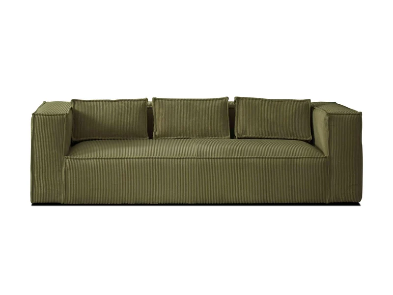 Lisa Design - Stella - canapé Fixe 3 Places - en Velours côtelé - Style Contemporain, Vert