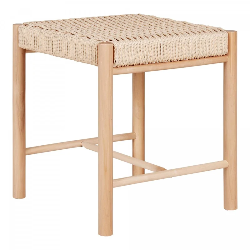 AltoBuy Mindy - Tabouret Hauteur 46,5 cm en Peuplier avec Assise Tressée